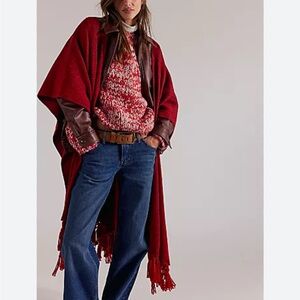 Free people Red Blanket Duster Wrap Top